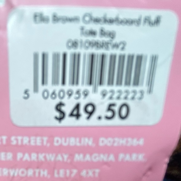 Soft Checkerboard Fluff Shoulder Bag & Matching Tote 👜 Bag. Brand New @ Macy’s - Picture 7 of 8